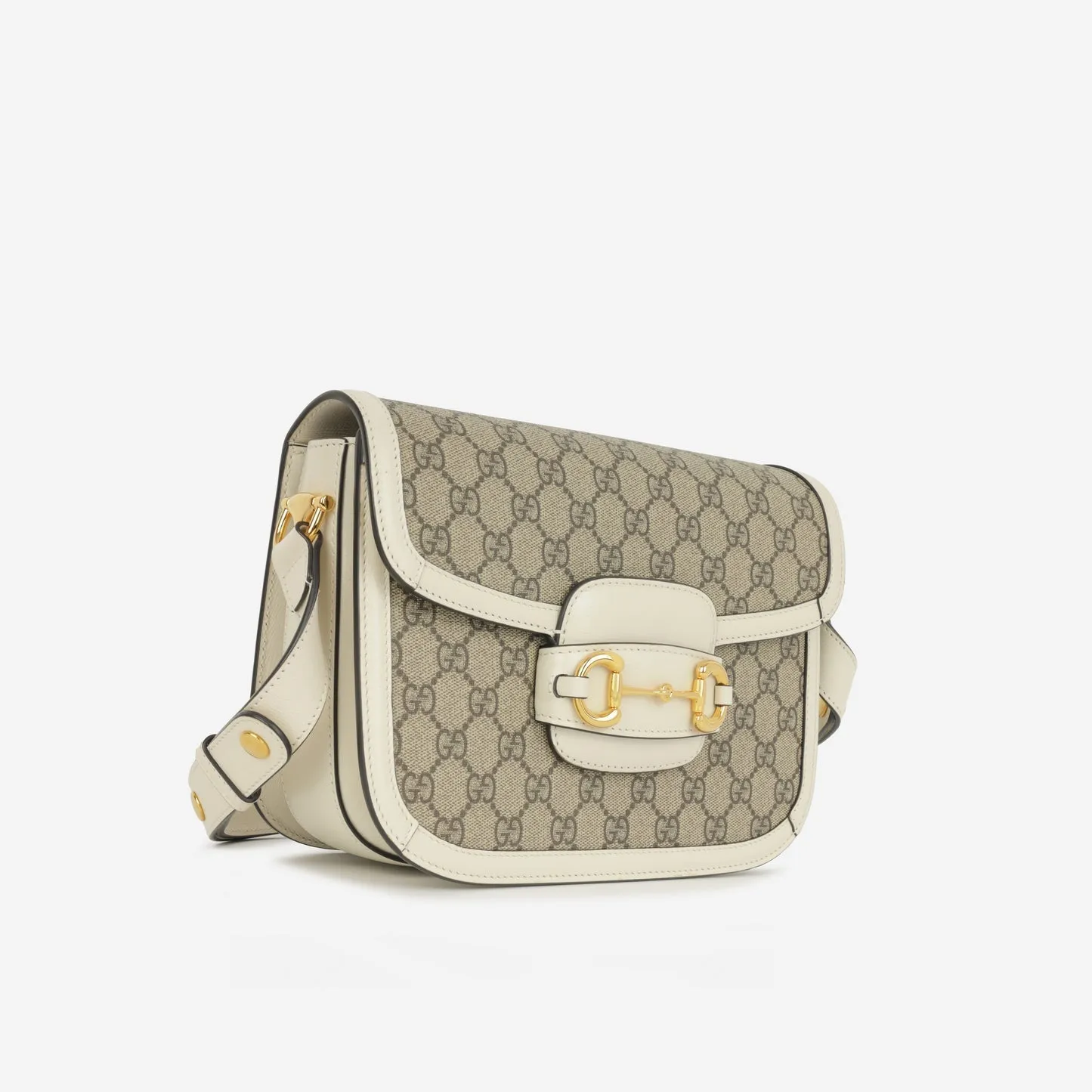 Gucci - Small Horsebit Crossbody 1955 - White GG Supreme canvas GHW - Pre-Loved anti-theft crossbody bags sale