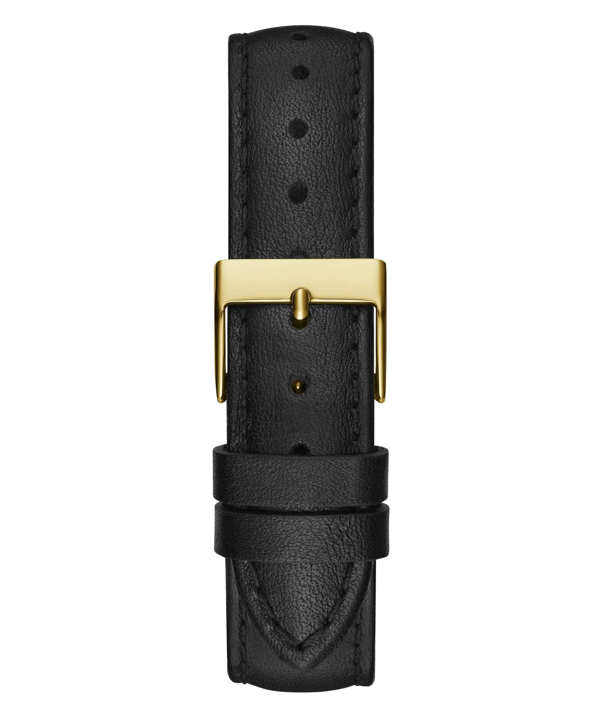 Guess G Gloss Gold Dial Black Leather Strap Watch GW0608L2
