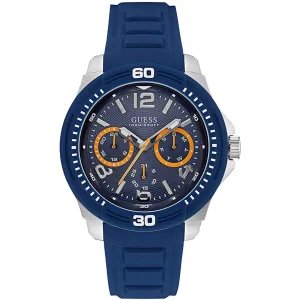 Guess Men's Watch - Classic Quartz Day-Date Display Blue Dial Rubber Strap | W0967G2 Luxury Quartz Watch Quartz Watch Sale