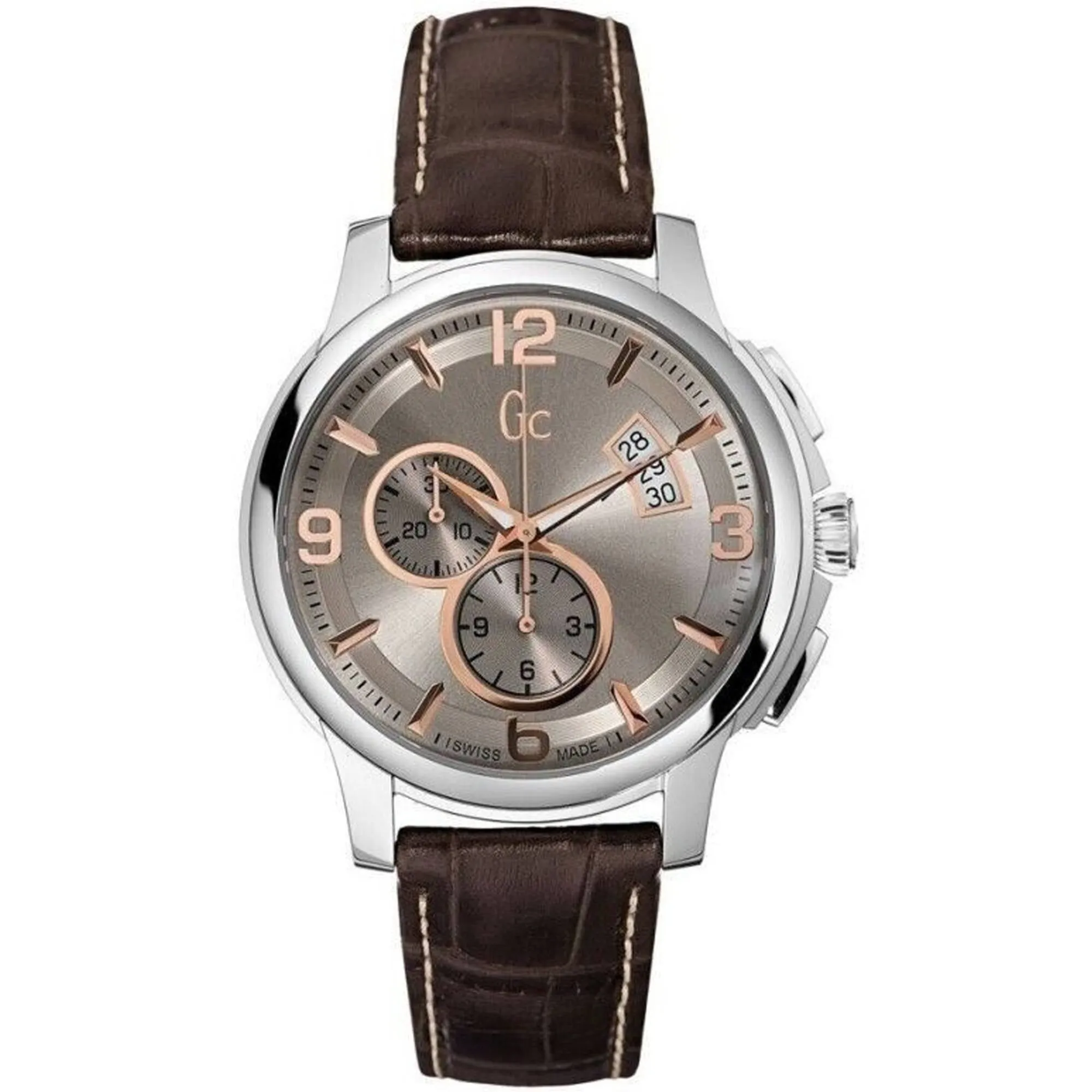 Guess Men's Watch - Classica Quartz Chrono Taupe Dial Leather Strap | X83009G1S 