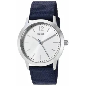 Guess Men's Watch - Exchange Quartz SS Case White Dial Blue Nylon Strap | W0976G2 