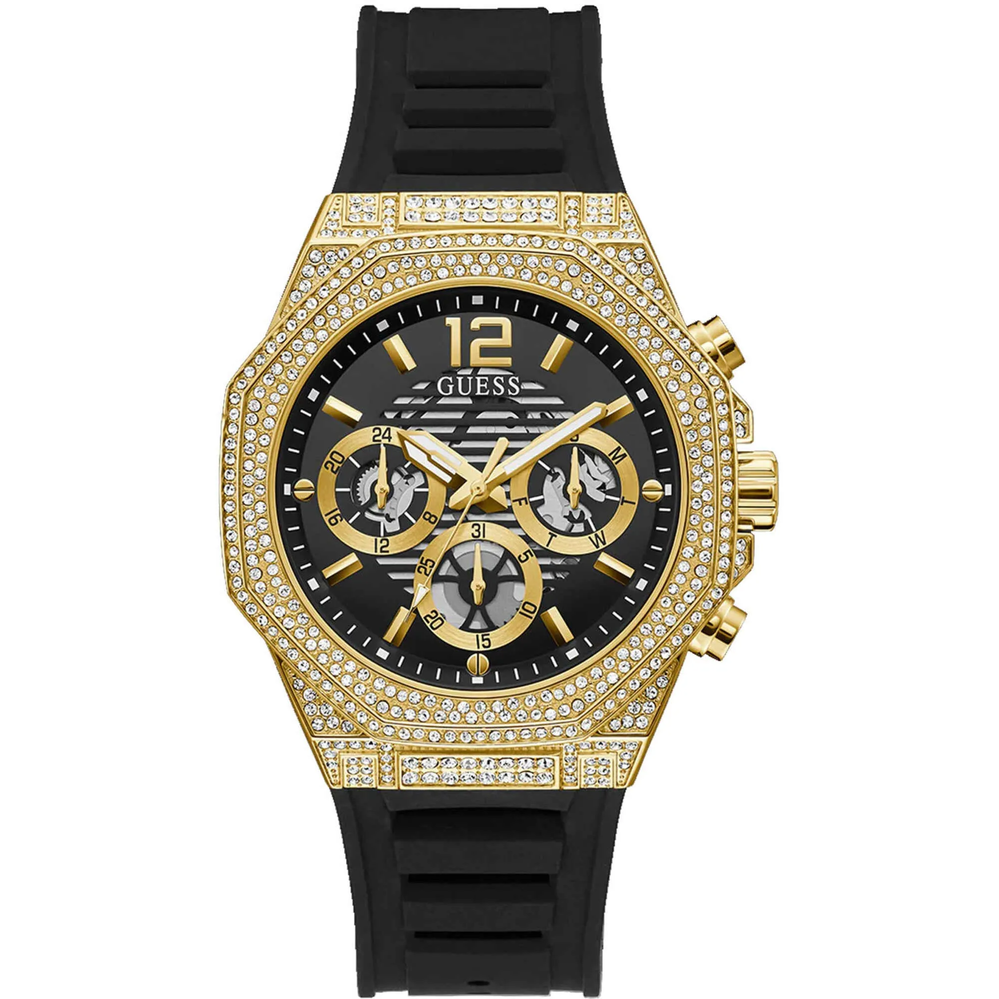 Guess Men's Watch - Momentum Quartz Black Dial Silicone Rubber Strap | GW0518G2 