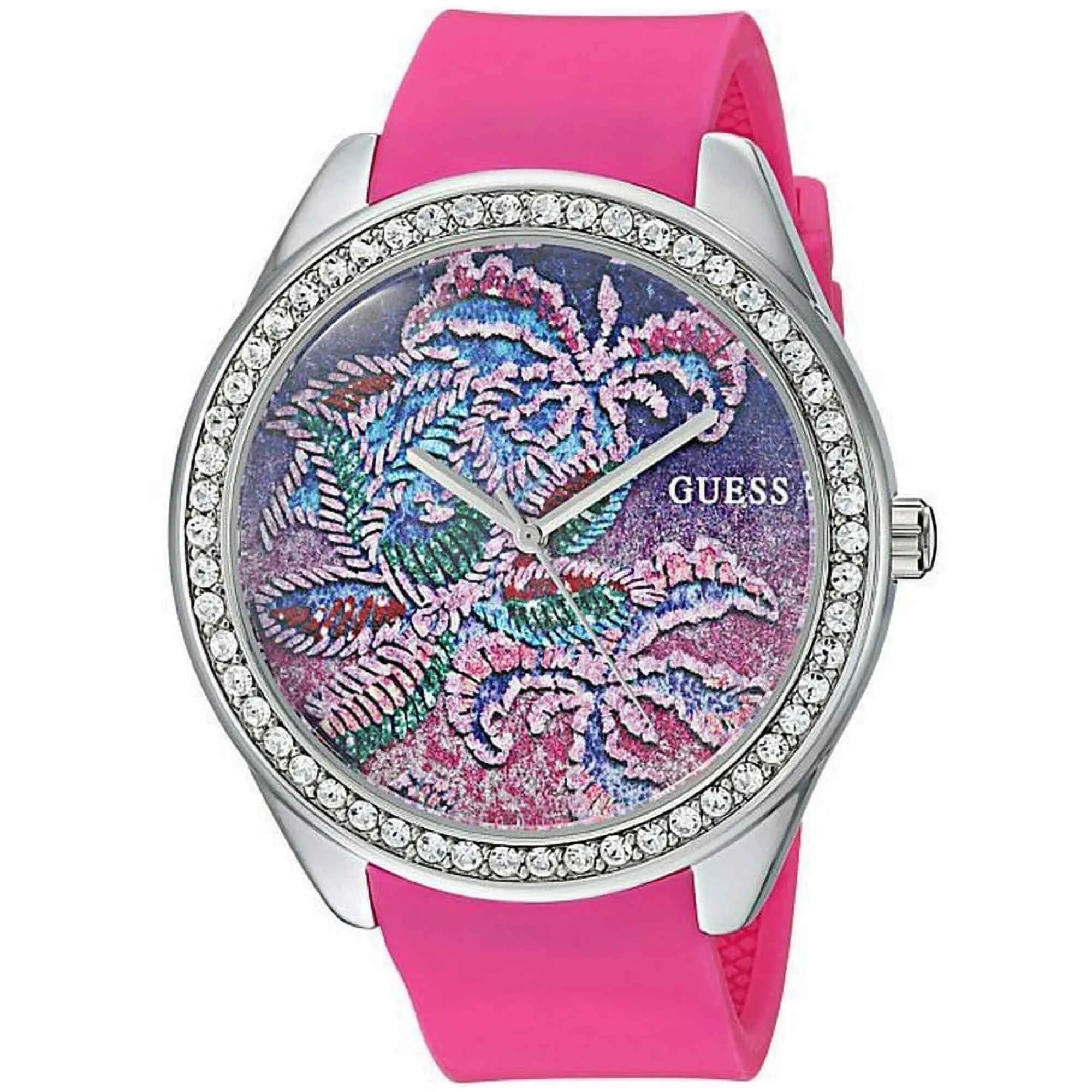 Guess Women's Watch - Tropical Pink Quartz Silicone Rubber Strap Crystal | U0960L1 Luxury Quartz Watch Quartz Watch Sale