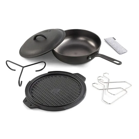 Guidecast 10" Cookset - Cast Iron portable camping kitchen set discount camping cookware kit sale olding camp kitchen box clearance