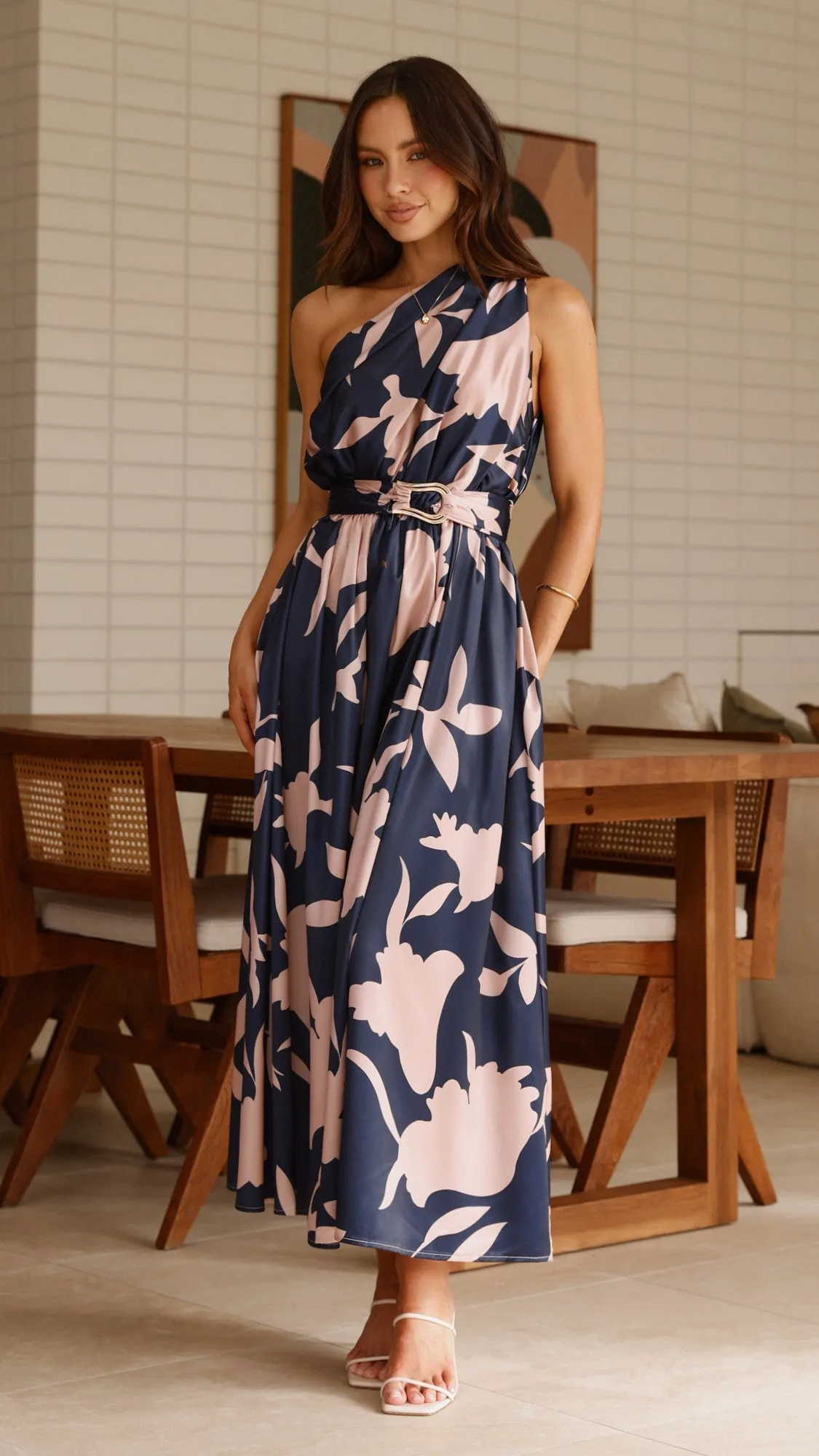 Hadas Maxi Dress - Navy/Pink Print,prom dresses,wedding guest dresses,homecoming dresses,bridesmaid dresses,cocktail dresses,women clothing,summer dresses,formal dresses,sundresses,mother of the bride dresses,quince clothing,bodycon dress,dress casual,dres