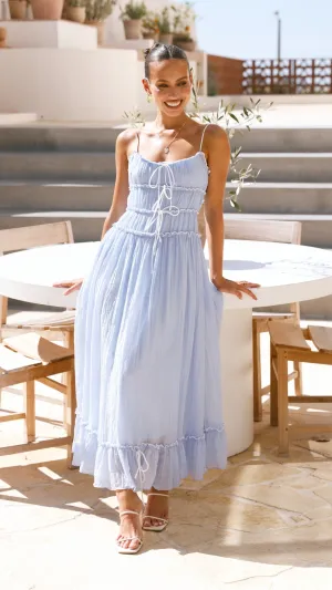 Halo Maxi Dress - Blue / White,prom dresses,wedding guest dresses,homecoming dresses,bridesmaid dresses,cocktail dresses,women clothing,summer dresses,formal dresses,sundresses,mother of the bride dresses,quince clothing,bodycon dress,dress casual,dress de