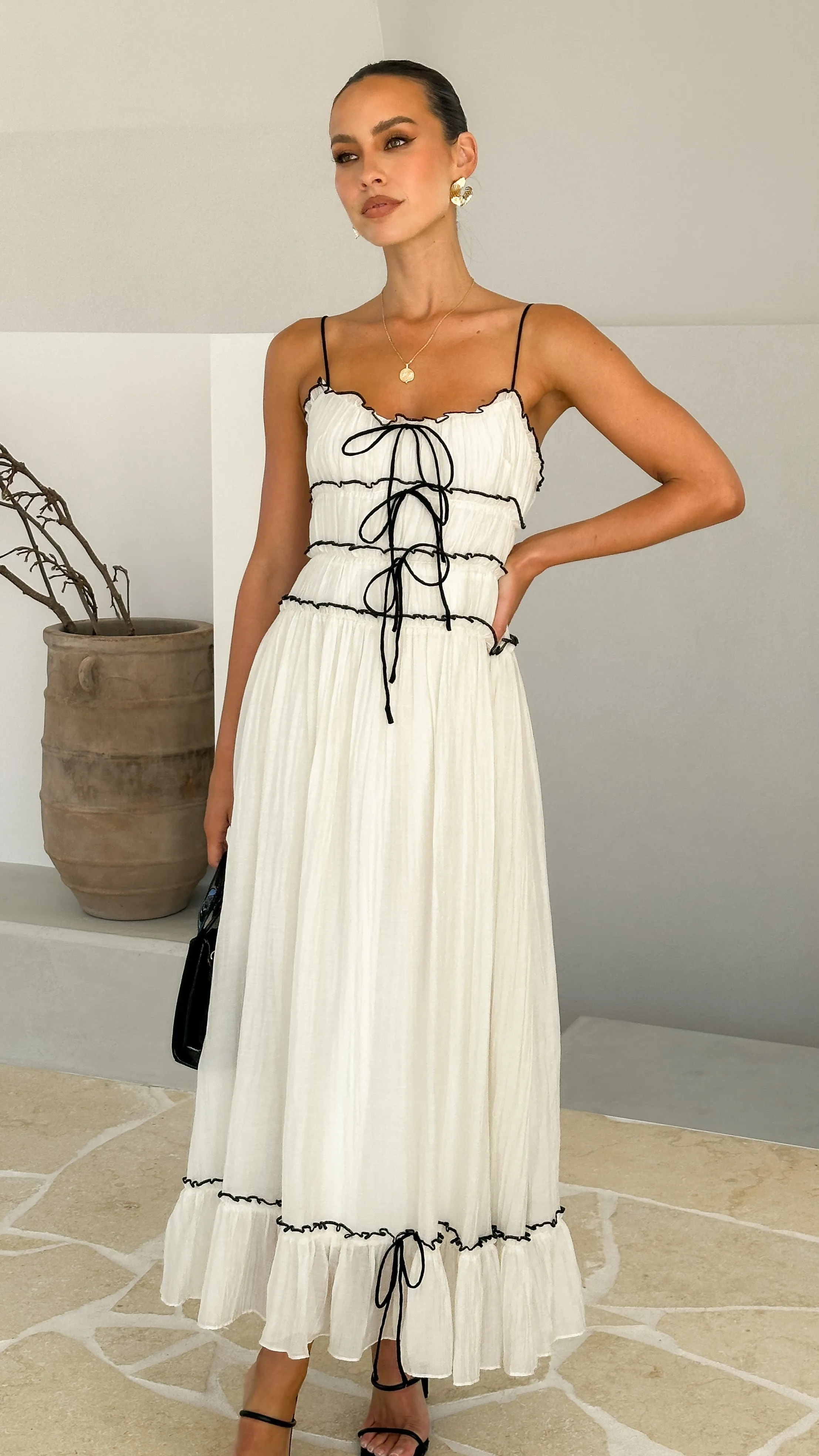 Halo Maxi Dress - White / Black