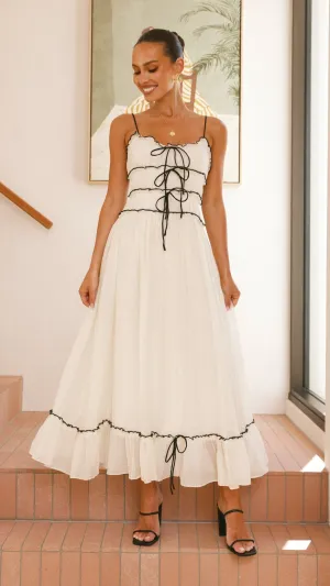 Halo Maxi Dress - White / Black,prom dresses,wedding guest dresses,homecoming dresses,bridesmaid dresses,cocktail dresses,women clothing,summer dresses,formal dresses,sundresses,mother of the bride dresses,quince clothing,bodycon dress,dress casual,dress d