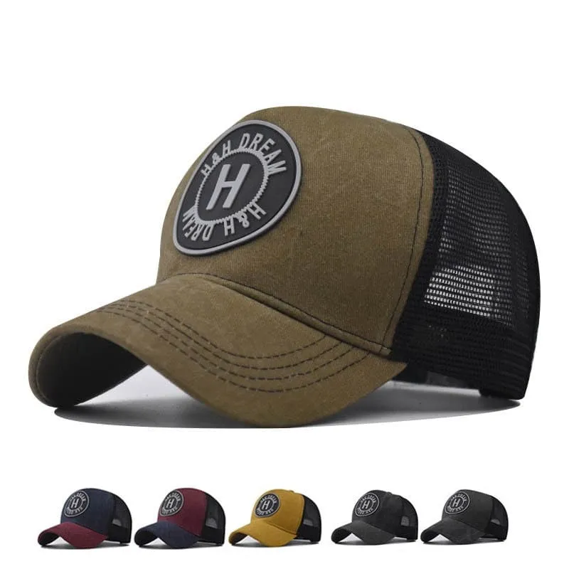 H&H Dream Cotton Trucker Cap stylish boater hat with ribbon on model