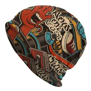 H&H Urban Graffiti Beanie stylish boater hat with ribbon on model