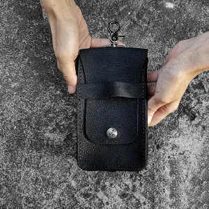 Handmade Black LEATHER MEN Belt Pouch Black Waist BAG Slim Belt Bag FOR MEN Brown