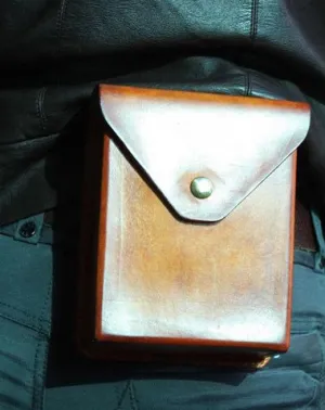 Handmade Brown Leather Belt Pouch Mens Waist Bag CIGARETTE Pouch for Men Brown