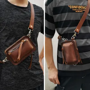 Handmade Brown LEATHER MEN Belt Pouch Waist BAG MIni Green Side Bag Belt Bag FOR MEN Brown