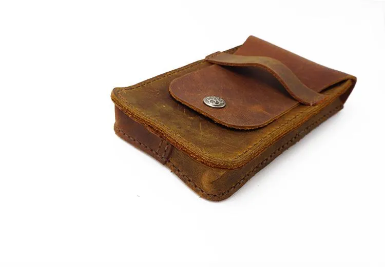 Handmade Brown LEATHER MEN Slim Belt Pouches Waist BAG Slim Belt Bag FOR MEN
