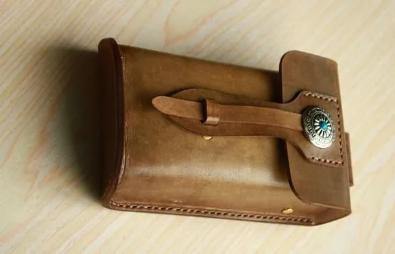 Handmade Cool Leather Cell Phone Holsters Belt Pouch Mens Waist Bag for Men