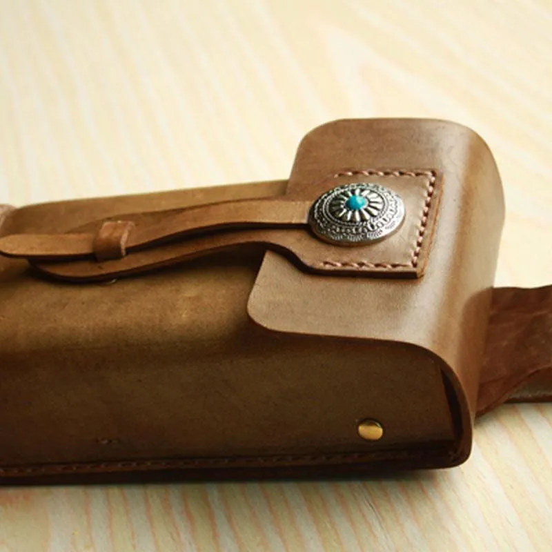 Handmade Cool Leather Cell Phone Holsters Belt Pouch Mens Waist Bag for Men