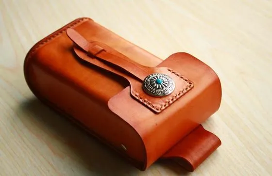 Handmade Cool Leather Cell Phone Holsters Belt Pouch Mens Waist Bag for Men