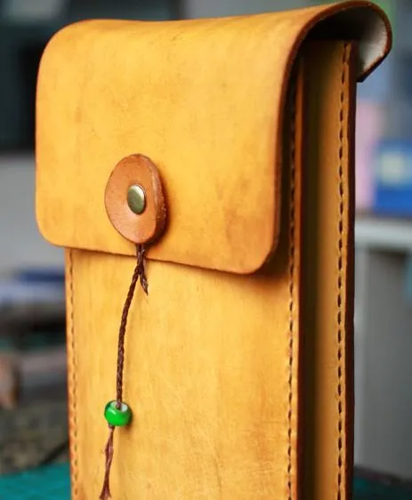 Handmade Cool Mens Leather Cell Phone Holsters Belt Pouch Waist Bag for Men