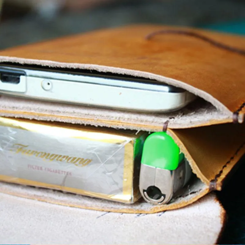 Handmade Cool Mens Leather Cell Phone Holsters Belt Pouch Waist Bag for Men
