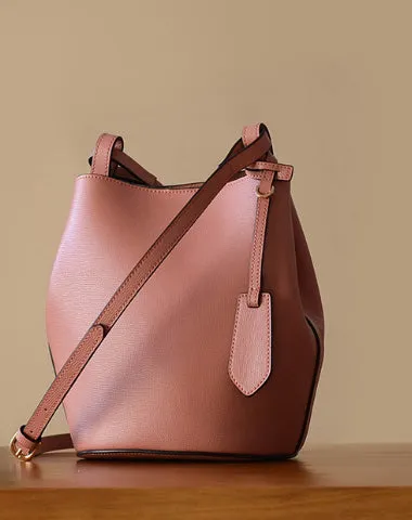 Handmade Genuine Leather Bucket Bag Purse Crossbody Bag Shoulder Bag Purse For Women cheap online