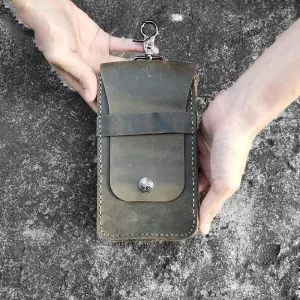 Handmade Green LEATHER MEN Slim Belt Pouches Waist BAG Slim Belt Bag FOR MEN Brown