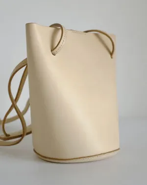 Handmade Leather Beige Womens Bucket Purse Barrel Shoulder Bags for Women cheap online