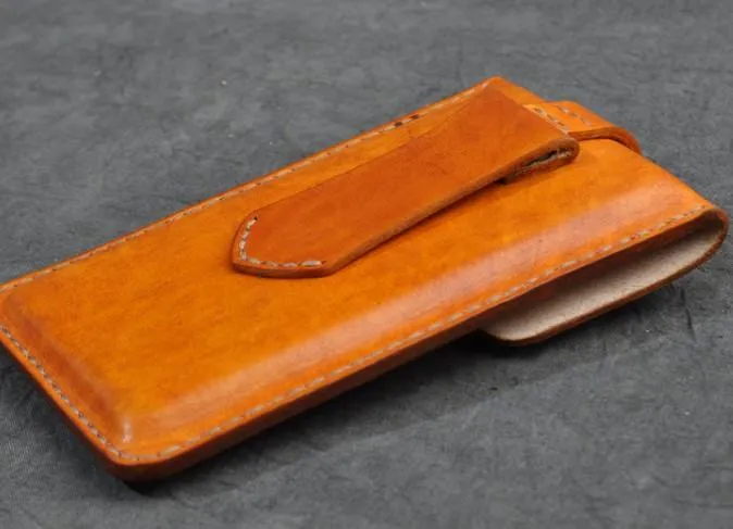 Handmade Leather Belt Pouch Mens Waist Bag Phone holsters for Men