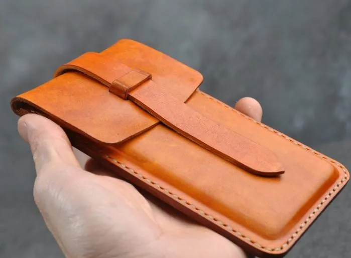 Handmade Leather Belt Pouch Mens Waist Bag Phone holsters for Men