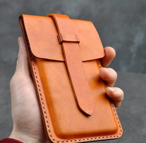 Handmade Leather Belt Pouch Mens Waist Bag Phone holsters for Men