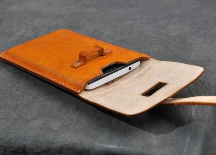 Handmade Leather Belt Pouch Mens Waist Bag Phone holsters for Men