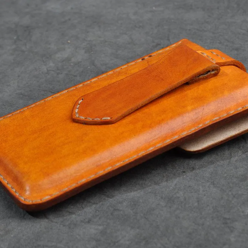 Handmade Leather Belt Pouch Mens Waist Bag Phone holsters for Men