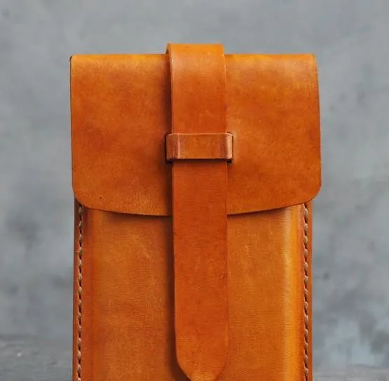 Handmade Leather Belt Pouch Mens Waist Bag Phone holsters for Men