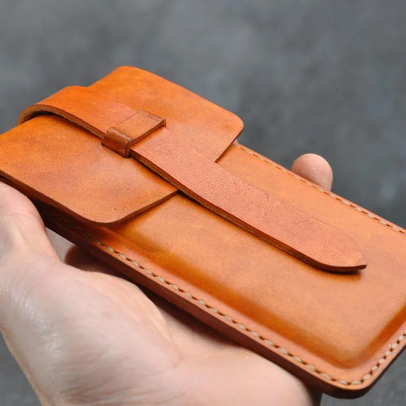 Handmade Leather Belt Pouch Mens Waist Bag Phone holsters for Men