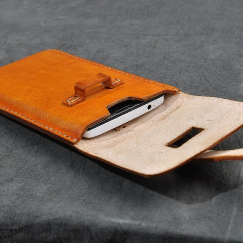 Handmade Leather Belt Pouch Mens Waist Bag Phone holsters for Men