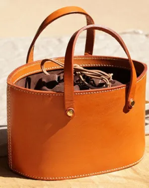 Handmade Leather bucket bag shopper bag for women leather handbag cheap online