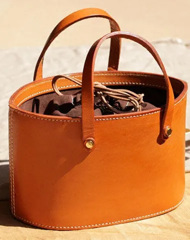 Handmade Leather bucket bag shopper bag for women leather handbag cheap online