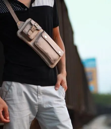 Handmade Leather Fanny Pack Mens Waist Bag Hip Pack Belt Bag Bumbag for Men