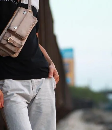 Handmade Leather Fanny Pack Mens Waist Bag Hip Pack Belt Bag Bumbag for Men