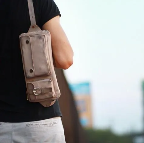 Handmade Leather Fanny Pack Mens Waist Bag Hip Pack Belt Bag Bumbag for Men