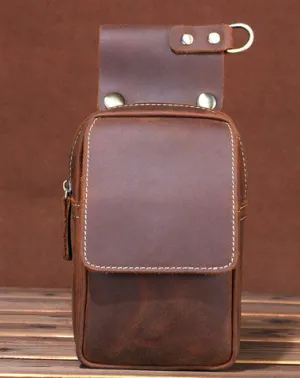 HANDMADE LEATHER MENS WAIST BAG HIP PACK BELT BAG FANNY PACK BUMBAG FOR MEN Brown