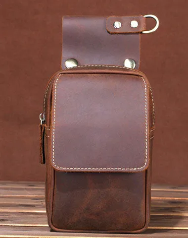 HANDMADE LEATHER MENS WAIST BAG HIP PACK BELT BAG FANNY PACK BUMBAG FOR MEN Brown