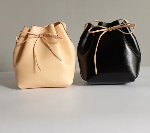 Handmade Leather Small Big Womens Bucket Purse Shoulder Barrel Bag for Women