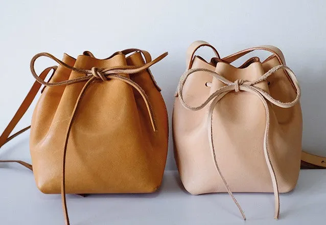 Handmade Leather Small Big Womens Bucket Purse Shoulder Barrel Bag for Women