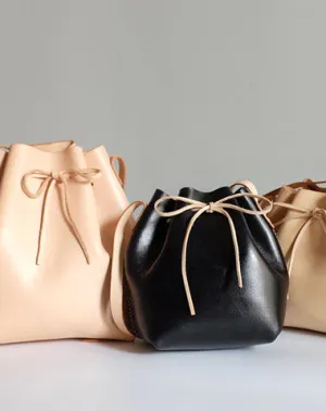 Handmade Leather Small Big Womens Bucket Purse Shoulder Barrel Bag for Women cheap online