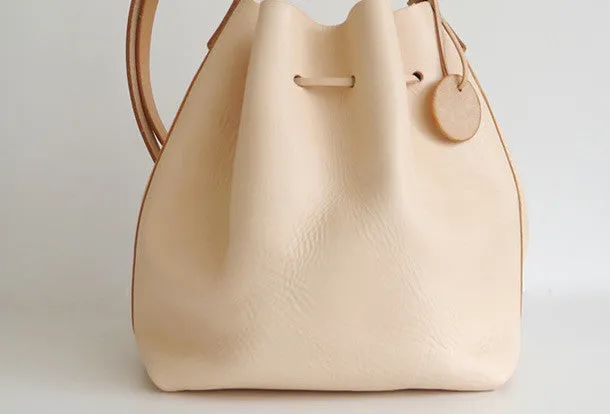 Handmade Womens Black Leather Shoulder Bucket Bags Barrel Purse for Women