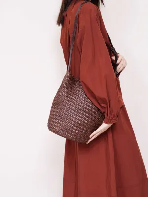 Handwoven Full-Grain Leather Bucket Bag | Stylish Shoulder Bag for Women | Leather Beach Bag bucket bags for sale