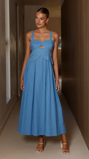 Harleigh Midi Dress - Blue,prom dresses,wedding guest dresses,homecoming dresses,bridesmaid dresses,cocktail dresses,women clothing,summer dresses,formal dresses,sundresses,mother of the bride dresses,quince clothing,bodycon dress,dress casual,dress design