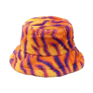 Harris Winter Fur Bucket Hat stylish boater hat with ribbon on model