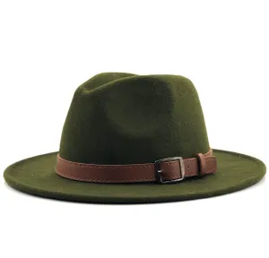 Hawkins Wool Fedora Hat stylish boater hat with ribbon on model