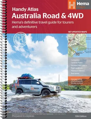 Hema Australia Road & 4WD Handy - 184 x 248mm (13th Edition) camp map guide sale waterproof hiking map topographic camping map